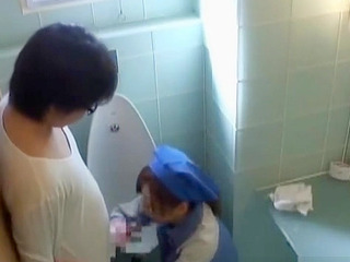 Sexy Japanese bathroom cleaner gets down and dirty with her nippon porn duties.