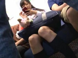 Naughty schoolgirl gets pounded on public Tokyo train ride